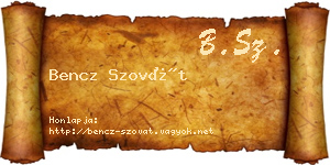 Bencz Szovát névjegykártya